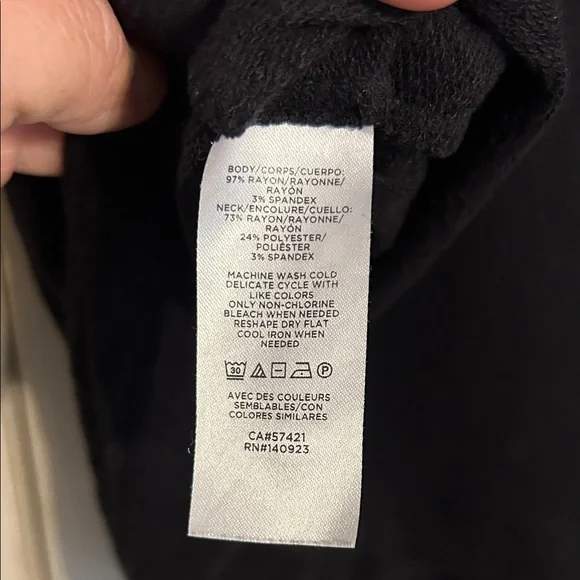 LOU & GREY Ann Taylor Loft Black Black Cowl Neck Sweater Large Softblend Lite - Picture 4 of 7